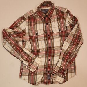 Abercrombie & Fitch Men's Plaid Shirt - Red and White